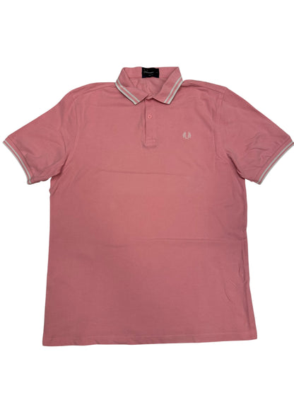 Fred Perry Polo Shirt Rosa Weiß XL Slim Fit