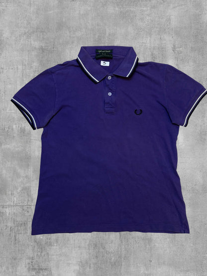 Fred Perry Polo Shirt Lila Weiß Schwarz S