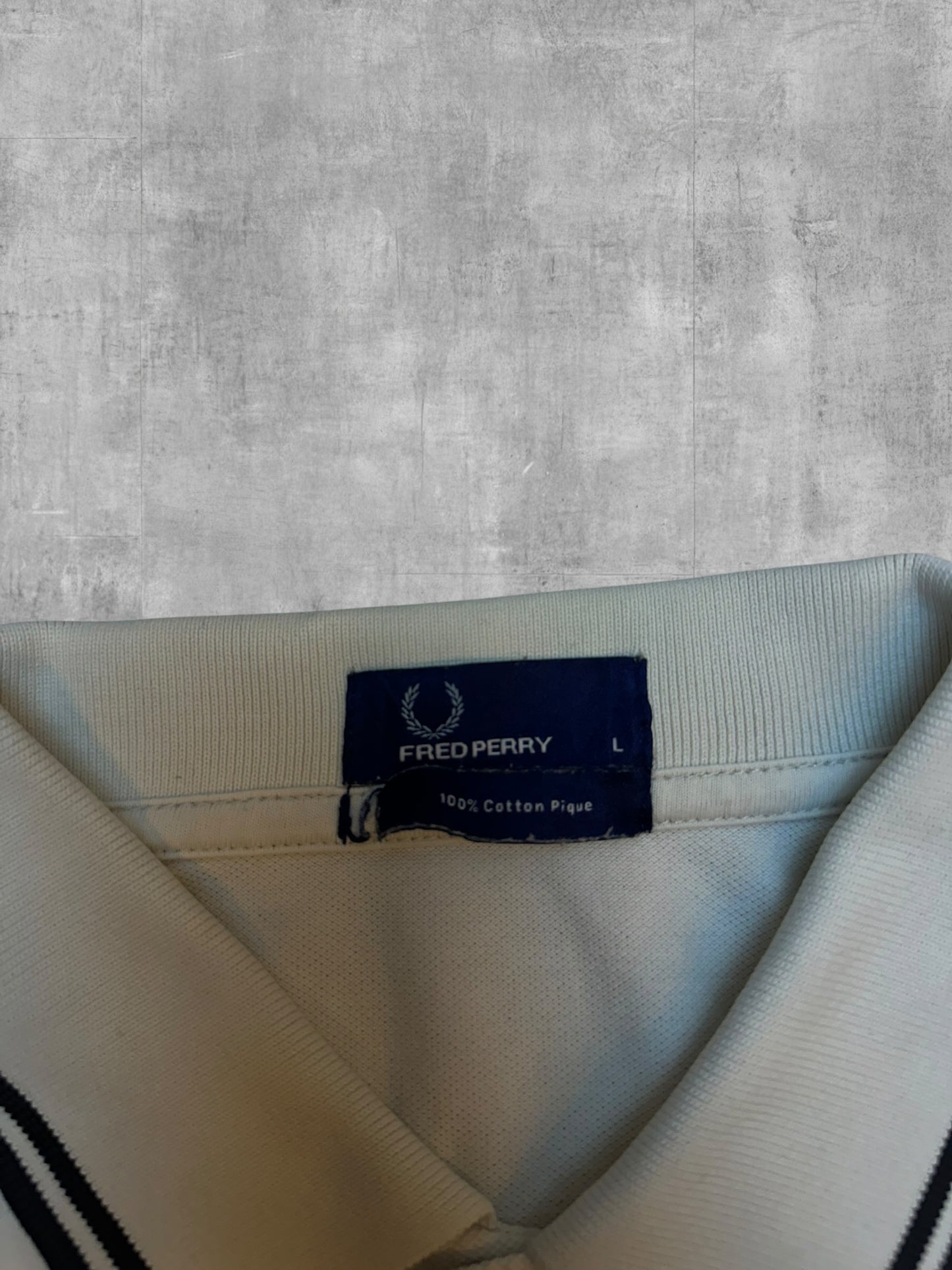 Fred Perry Polo Shirt Weiß Schwarz L