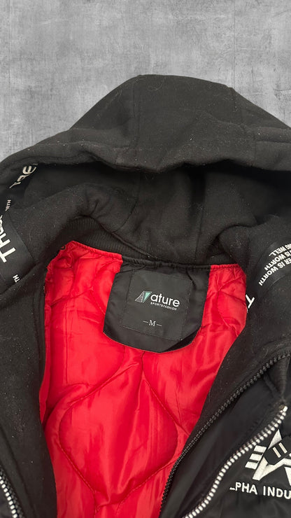 Alpha Industries Bomberjacke Schwarz mit flexibler innerer Kapuzenjacke M