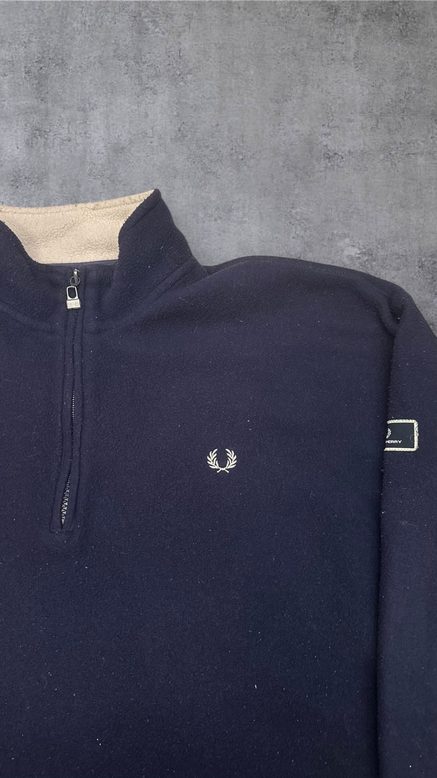 Fred Perry Fleece Half Zip Sweatshirt M Navy Blau