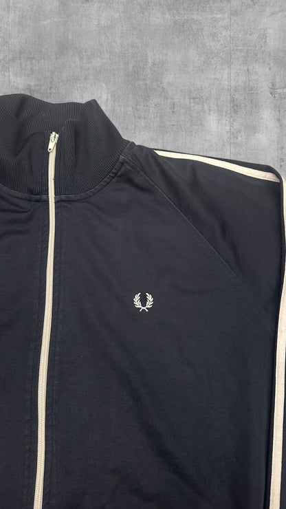 Fred Perry Trainingsjacke Taped Zip Jacke Schwarz/Navy Blau Weiß L