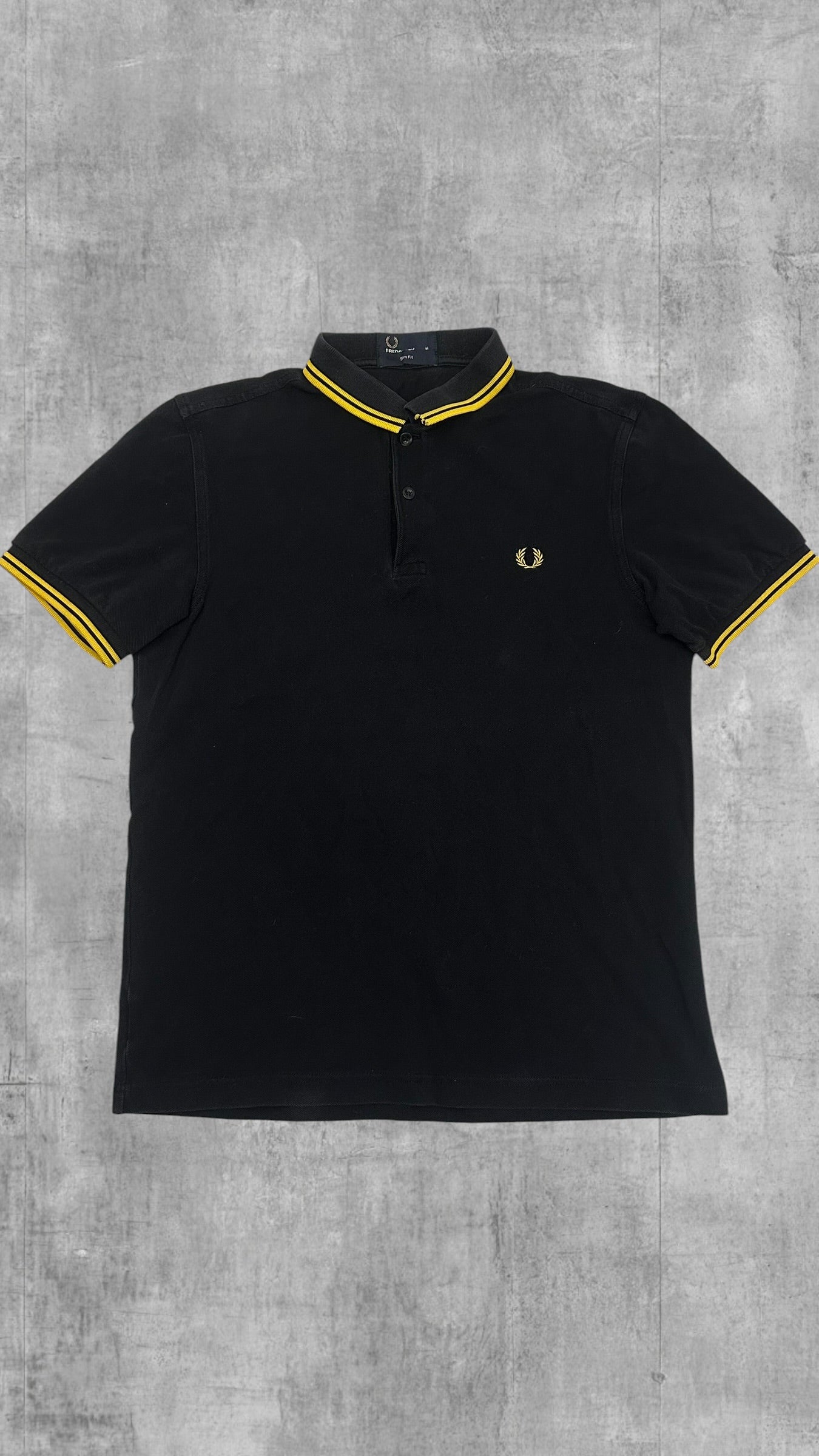 Fred Perry Polo Shirt Schwarz Gelb M Slim Fit