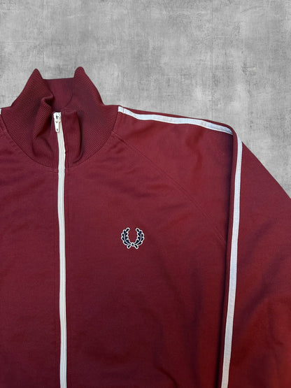 Fred Perry Vintage Trainingsjacke Taped Weinrot Weiß XL