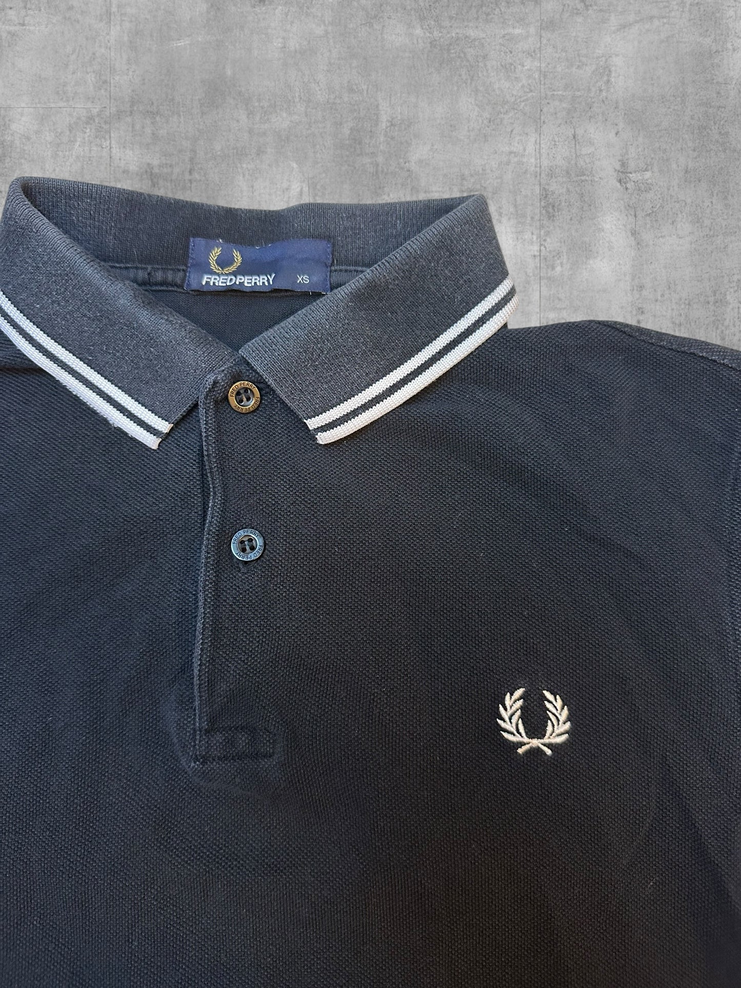 Fred Perry Polo Shirt Schwarz Weiß XS