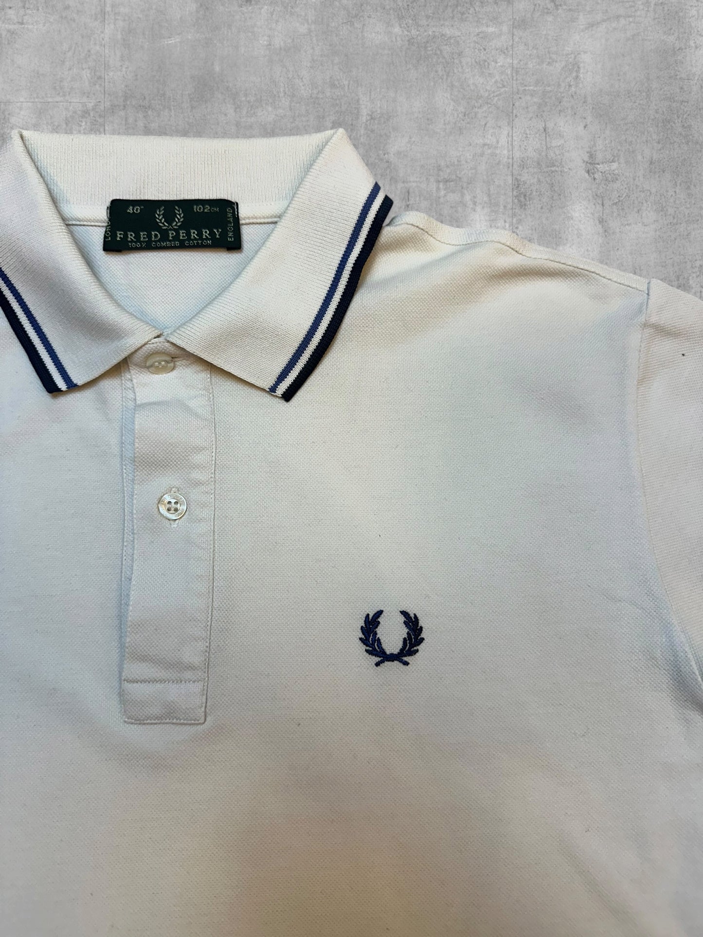 Fred Perry Polo Shirt Weiß Schwarz Navy Blau M