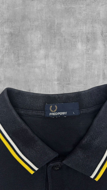 Fred Perry Polo Shirt Schwarz Gelb Weiß L