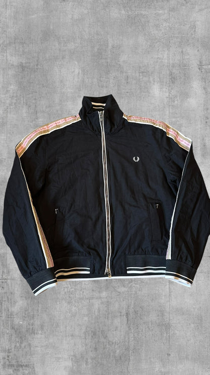 Fred Perry Übergangsjacke Regenjacke Gefüttert Taped Schwarz Frauengröße XL
