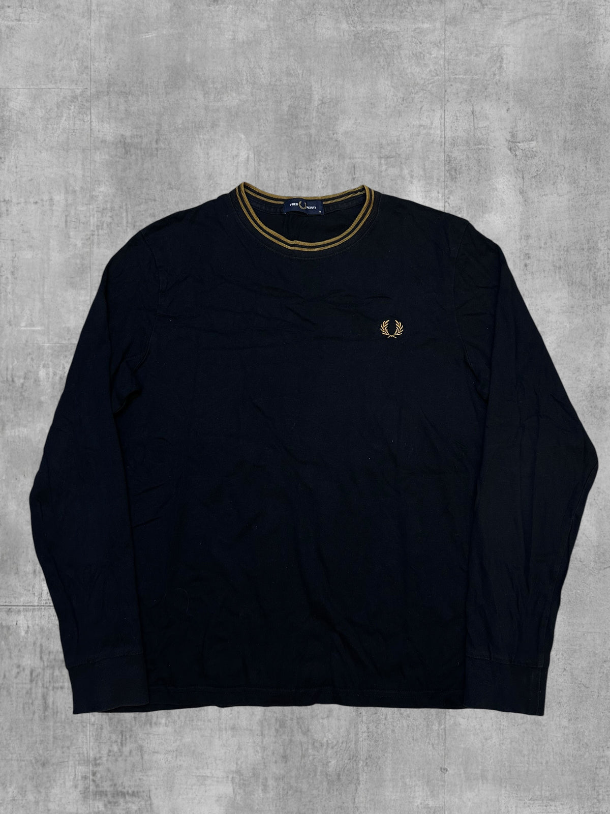 Fred Perry Longsleeve Schwarz Gold M