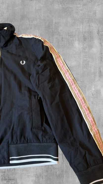 Fred Perry Übergangsjacke Regenjacke Gefüttert Taped Schwarz Frauengröße XL