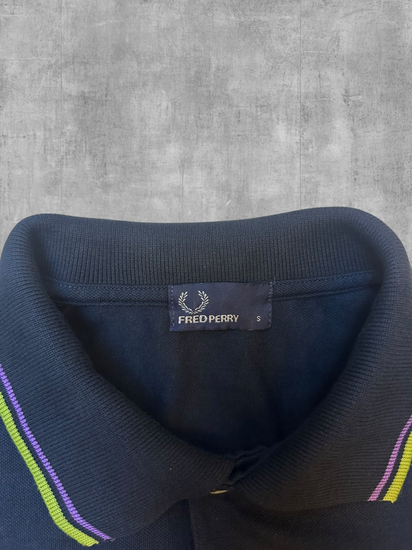 Fred Perry Polo Shirt Schwarzblau Gelb S