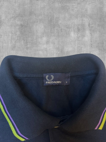 Fred Perry Polo Shirt Schwarzblau Gelb S