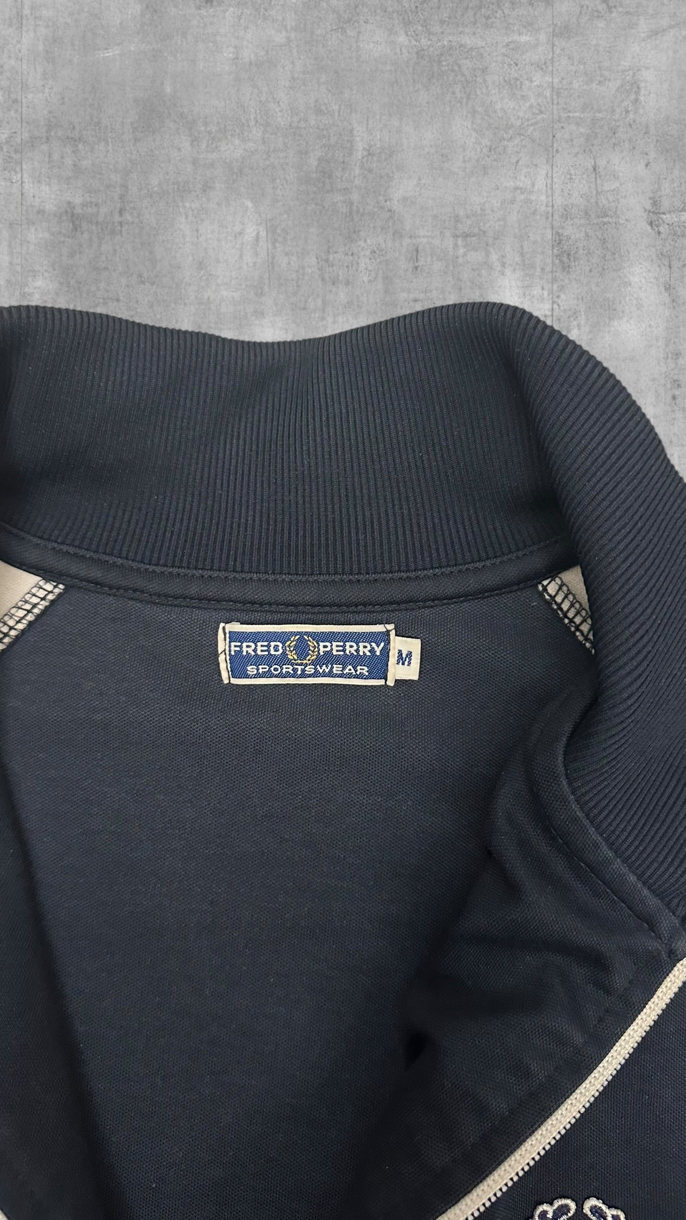 Fred Perry vintage Trainingsjacke Taped Zip Jacke Navy Blau M