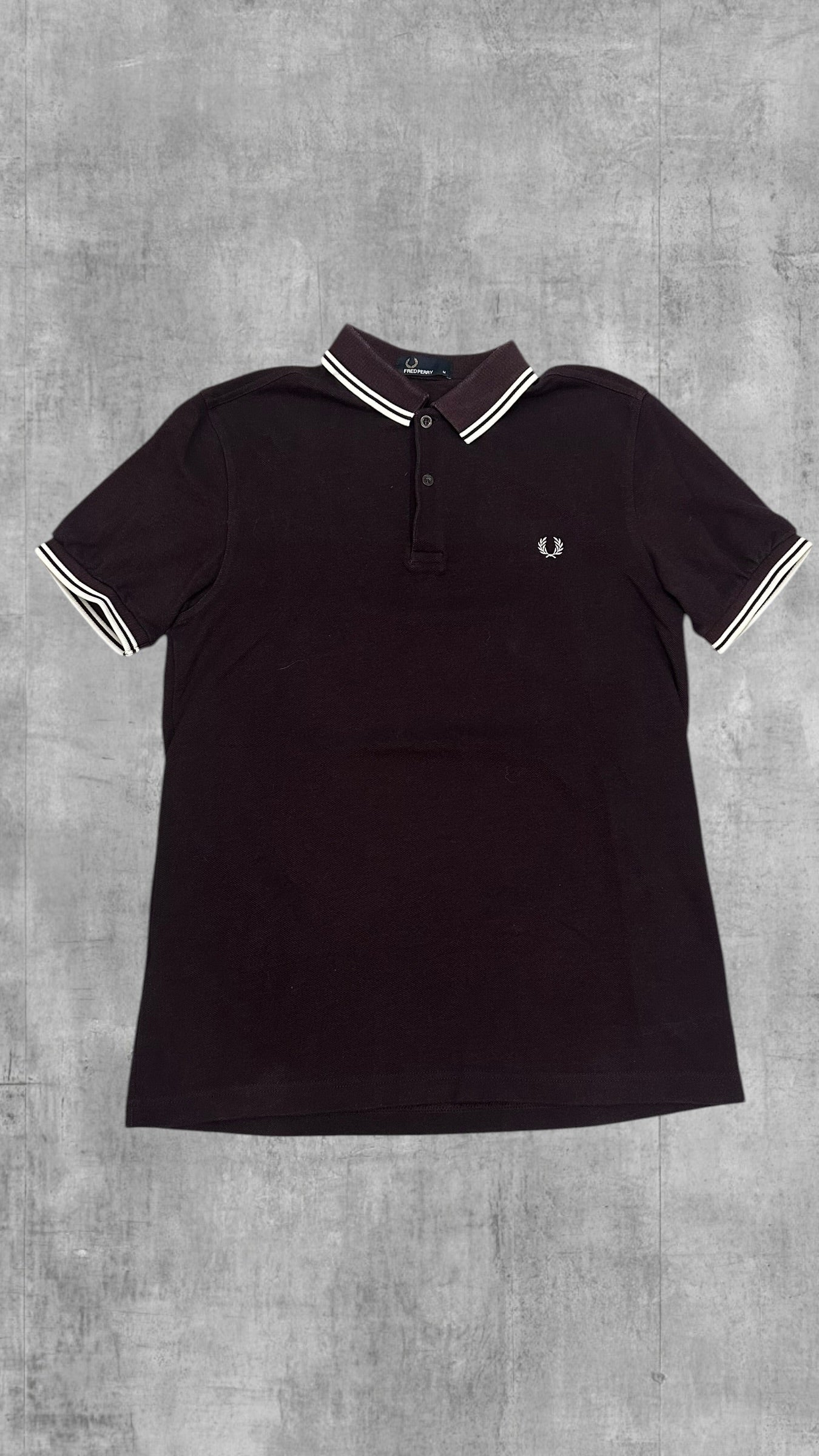 Fred Perry Polo Shirt Weinrot Weiß M