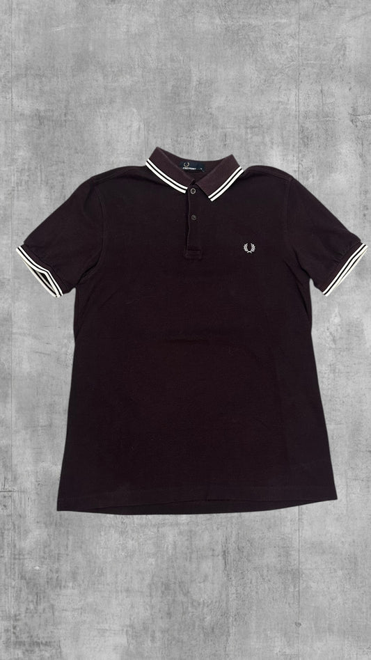 Fred Perry Polo Shirt Weinrot Weiß M