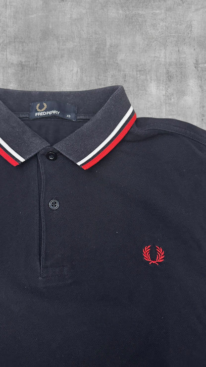 Fred Perry Polo Shirt Schwarz Rot Weiß XS