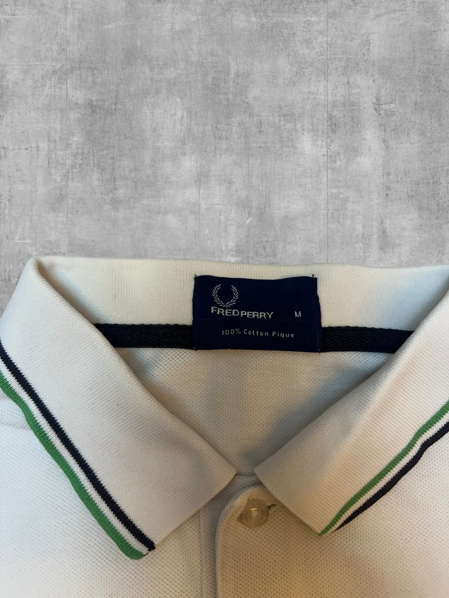 Fred Perry Polo Shirt Weiß Schwarz Grün M