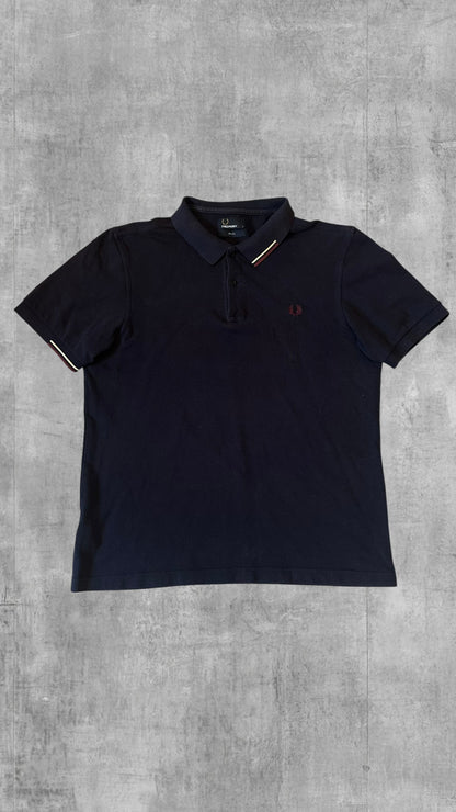 Fred Perry Polo Shirt Navy Blau Weinrot L