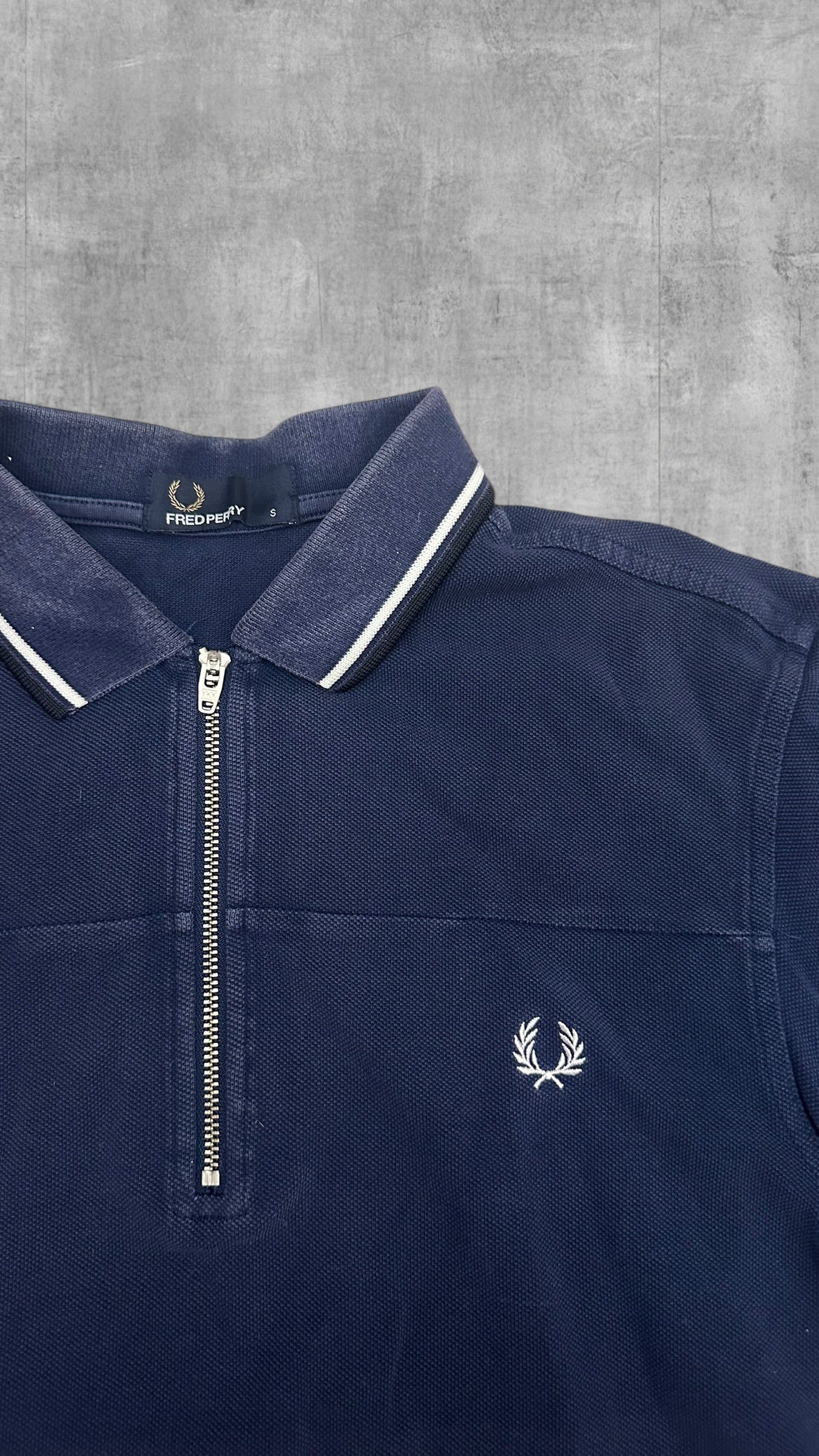 Fred Perry Zip Polo Shirt Navy Blau S