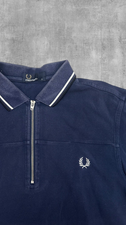 Fred Perry Zip Polo Shirt Navy Blau S