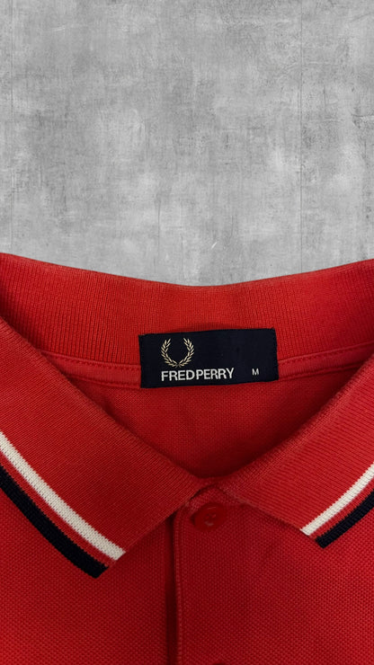 Fred Perry Polo Shirt Rot Schwarz M