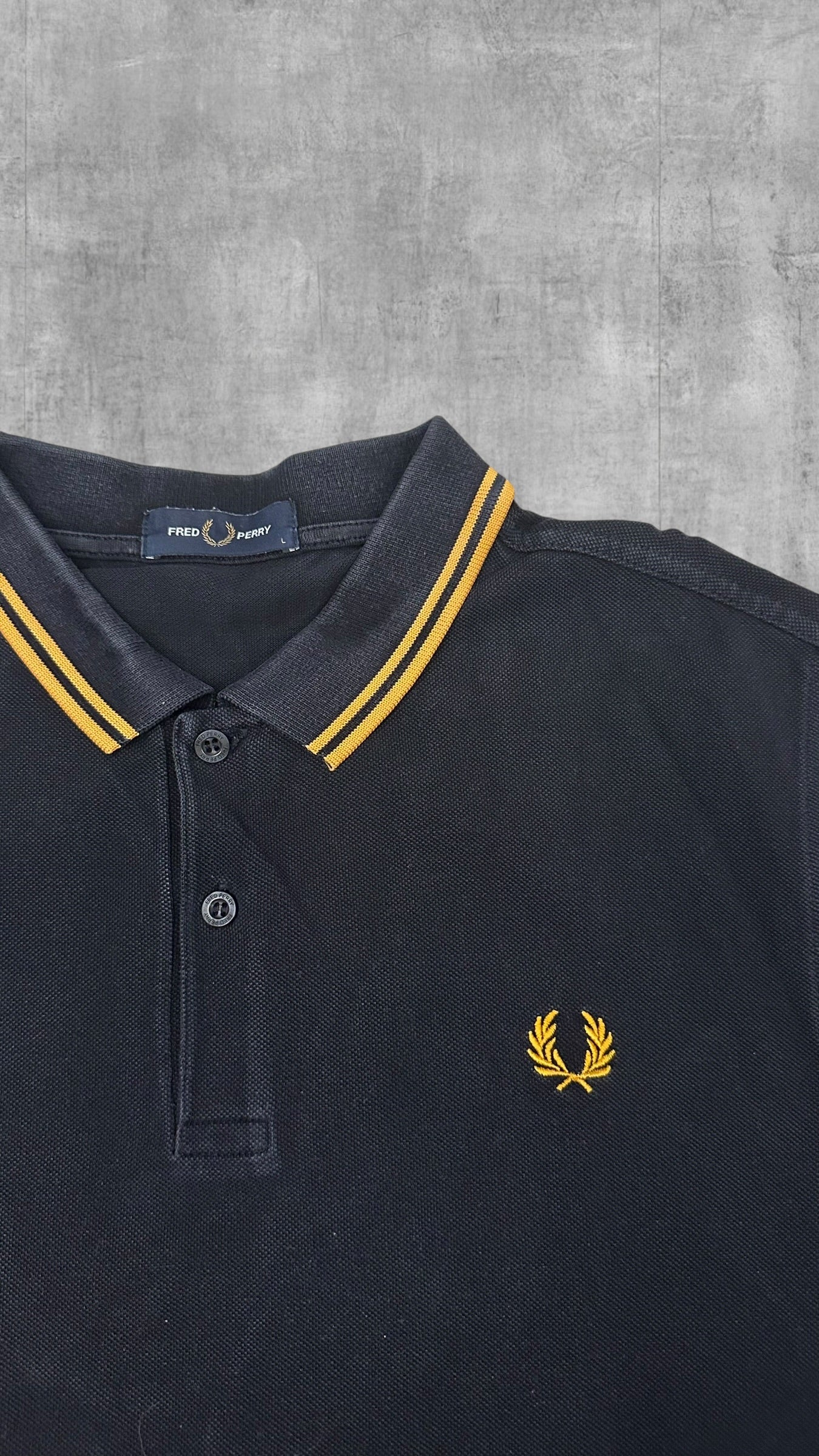 Fred Perry Polo Shirt Schwarz Gold L