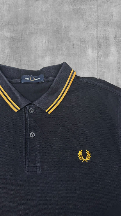 Fred Perry Polo Shirt Schwarz Gold L