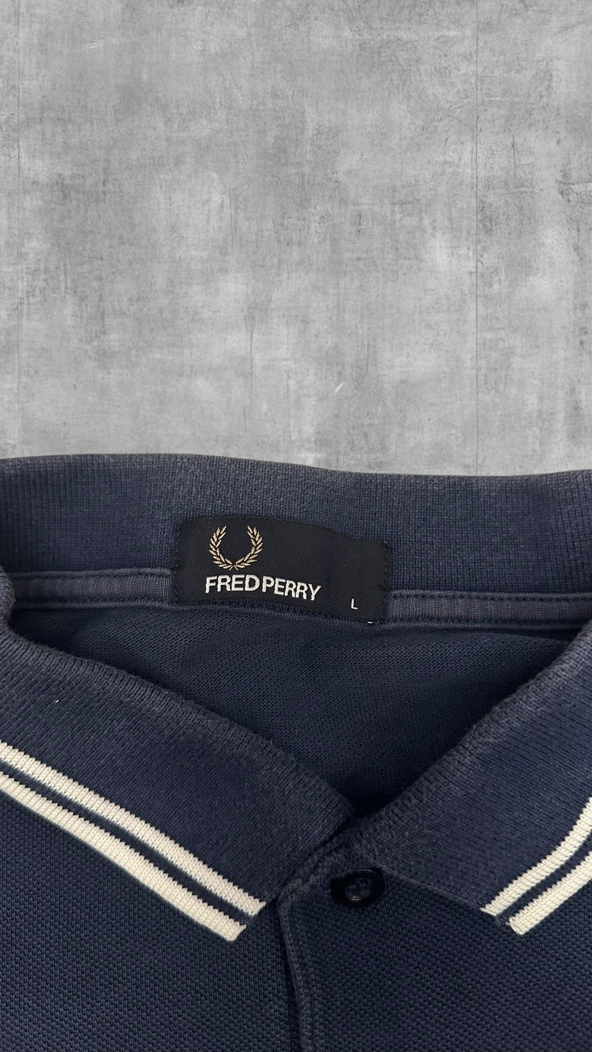 Fred Perry Polo Shirt Navy Blue White L