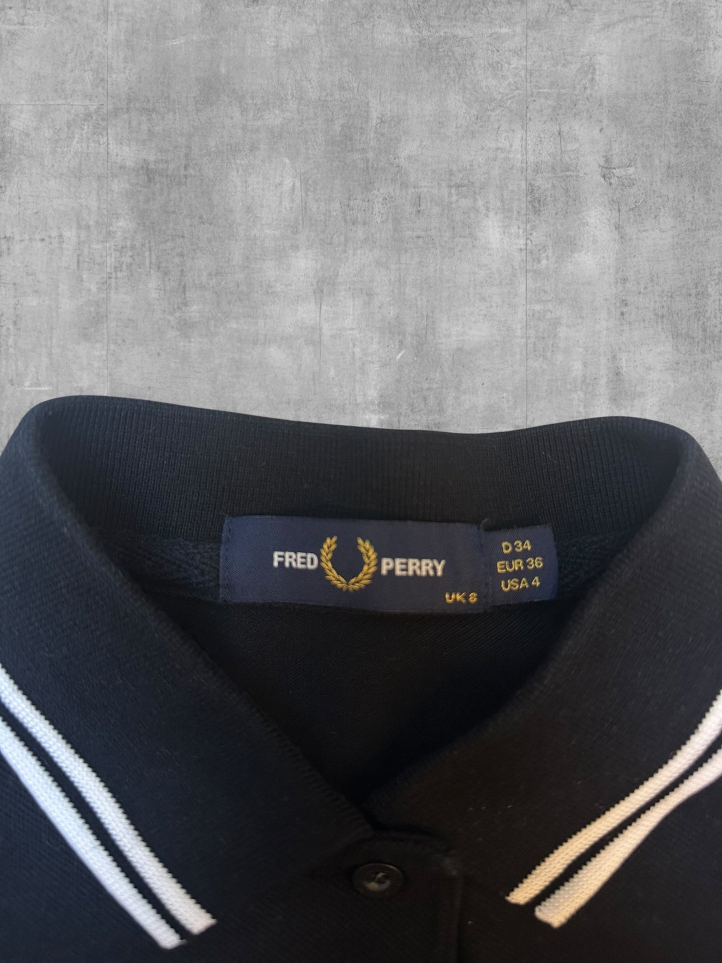 Fred Perry Polo Shirt Schwarz Weiß Frauengröße XS