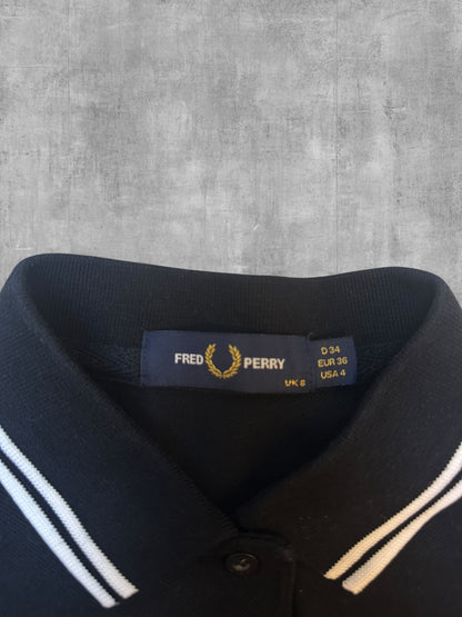 Fred Perry Polo Shirt Schwarz Weiß Frauengröße XS