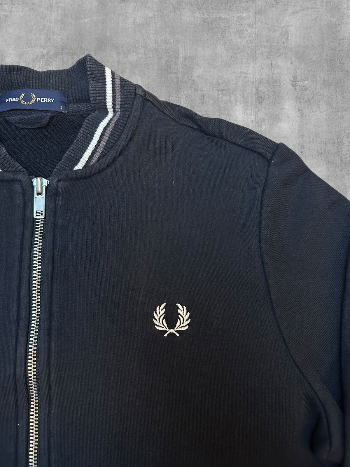 Fred Perry Sweatjacke Schwarz Weiß S