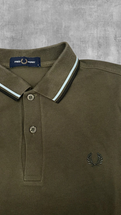 Fred Perry Polo Shirt Dunkelgrün Schwarz Weiß S