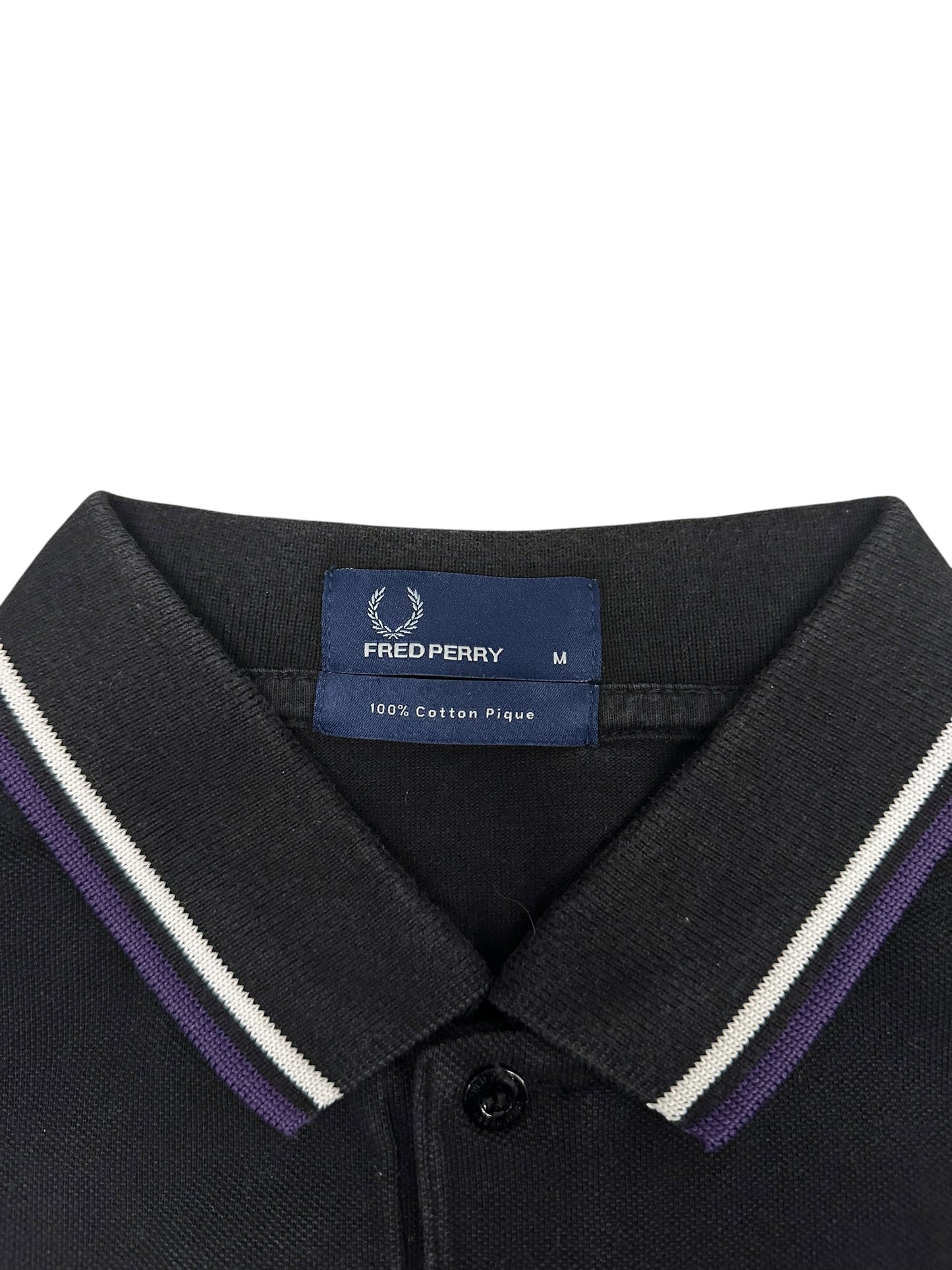 Fred Perry Polo Shirt Schwarz Lila Weiß M