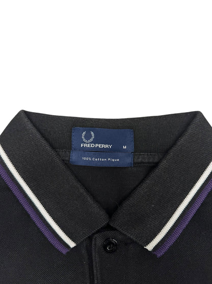 Fred Perry Polo Shirt Schwarz Lila Weiß M