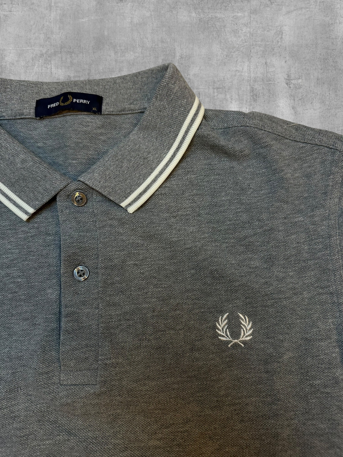 Fred Perry Polo Shirt Grau Weiß XL