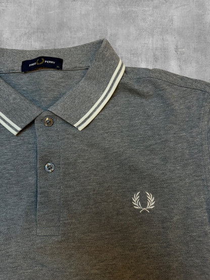 Fred Perry Polo Shirt Grau Weiß XL