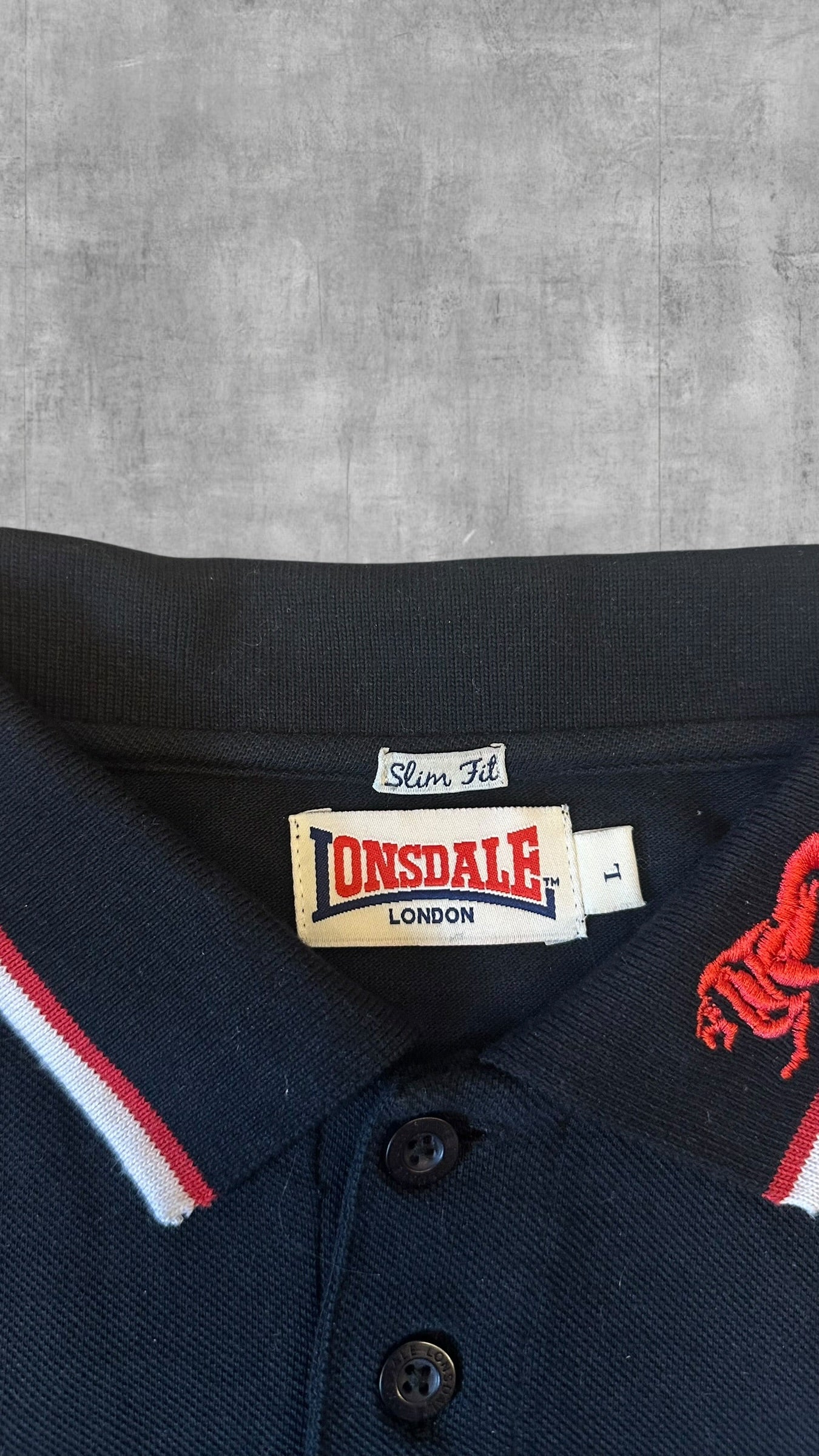 Lonsdale London Polo Shirt Schwarz Weiß Rot L Slim Fit