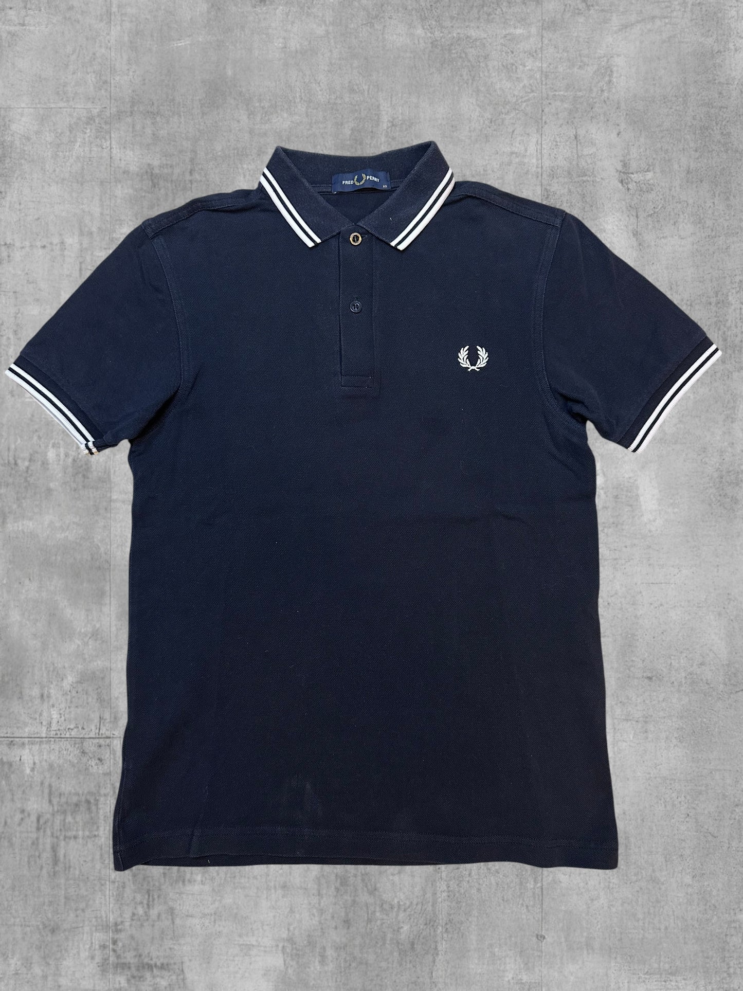 Fred Perry Polo Shirt Schwarz Weiß XS