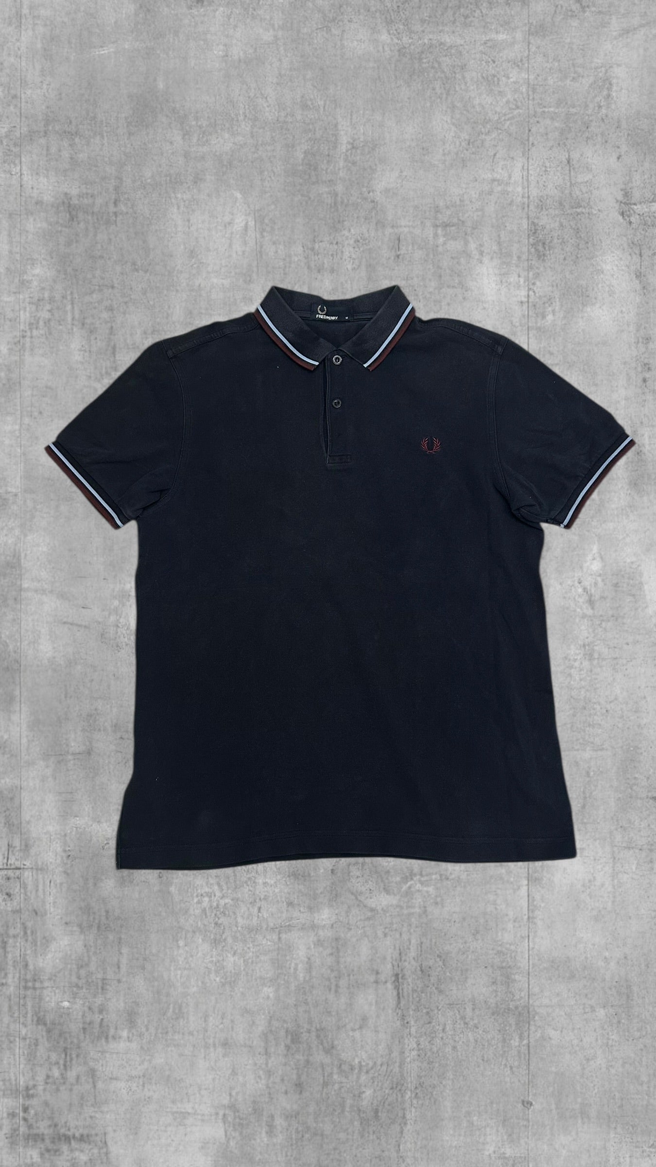 Fred Perry Polo Hemd Navy Blau Weinrot M