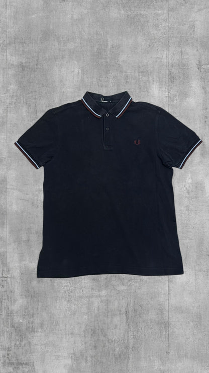 Fred Perry Polo Hemd Navy Blau Weinrot M