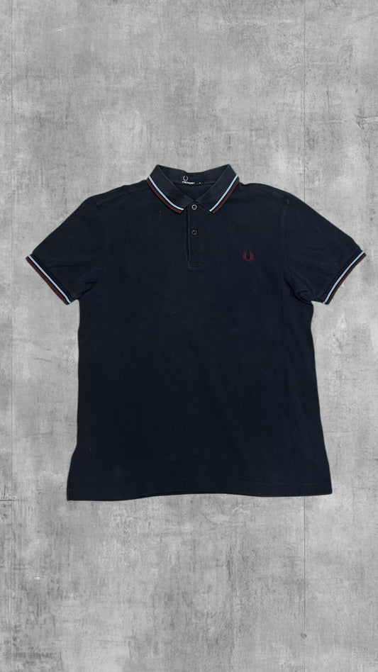 Fred Perry Polo Hemd Navy Blau Weinrot M
