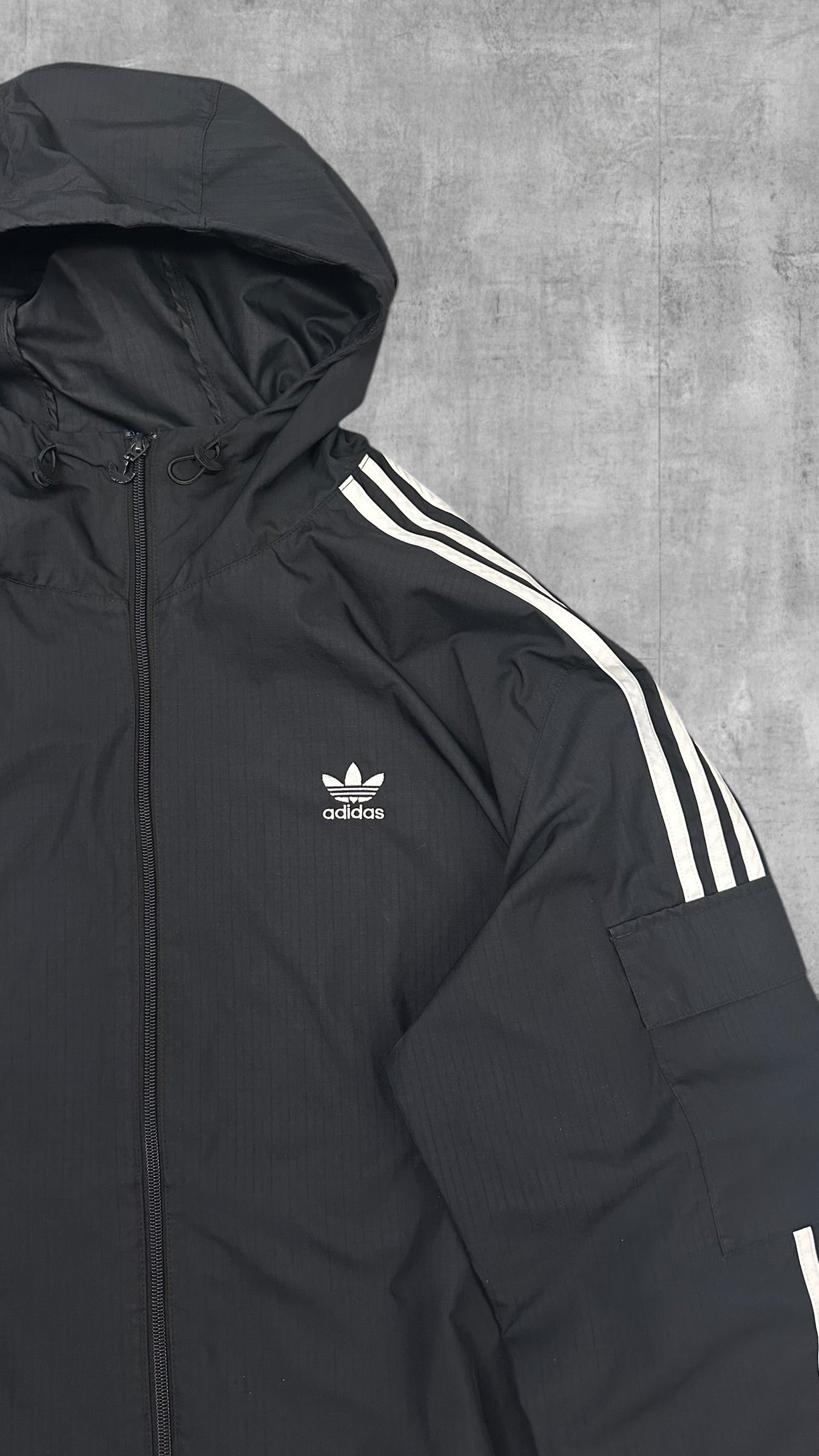 Adidas Taped Windbreaker Regenjacke Schwarz Weiß XL