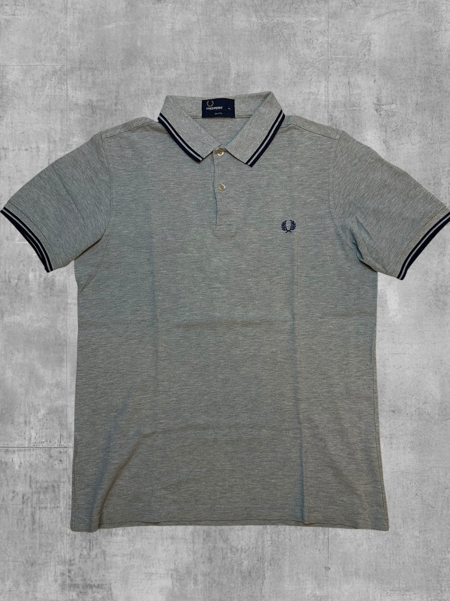 Fred Perry Polo Shirt Grau Schwarz M Slim Fit