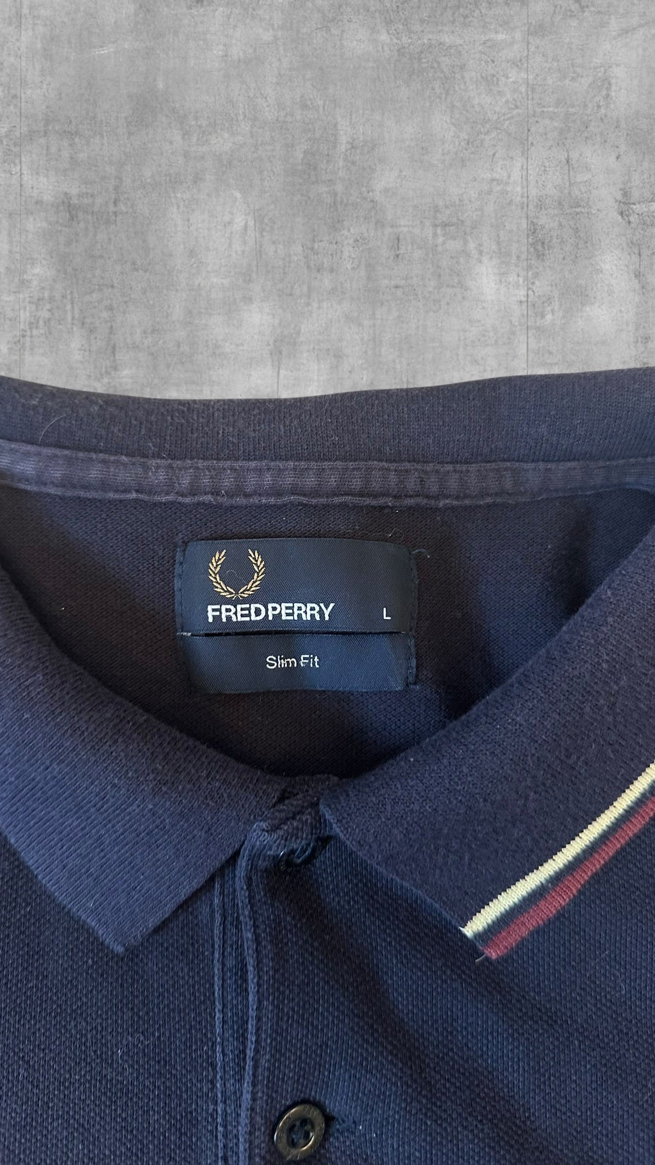 Fred Perry Polo Shirt Navy Blau Weinrot L
