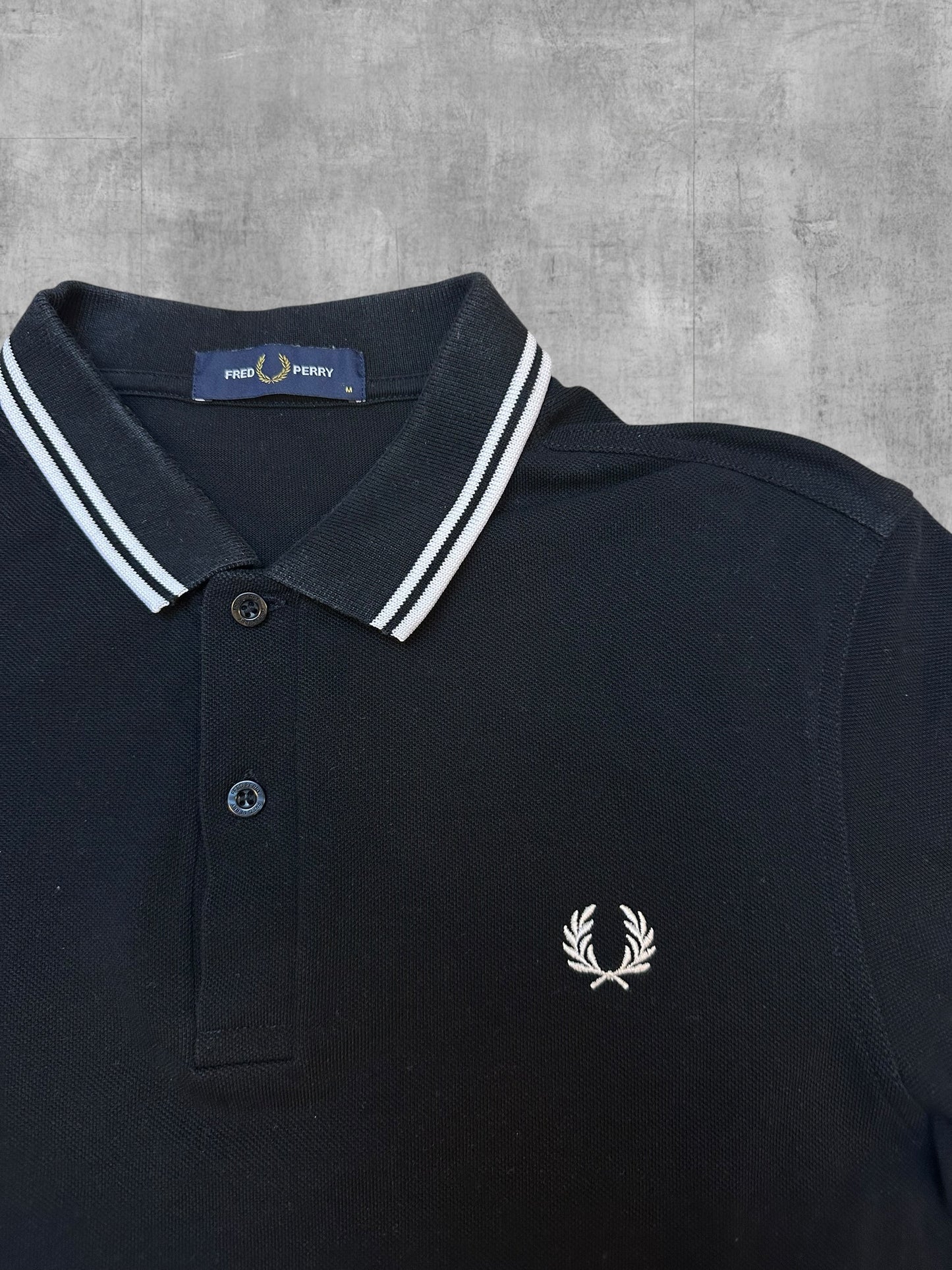 Fred Perry Polo Shirt Schwarz Weiß M