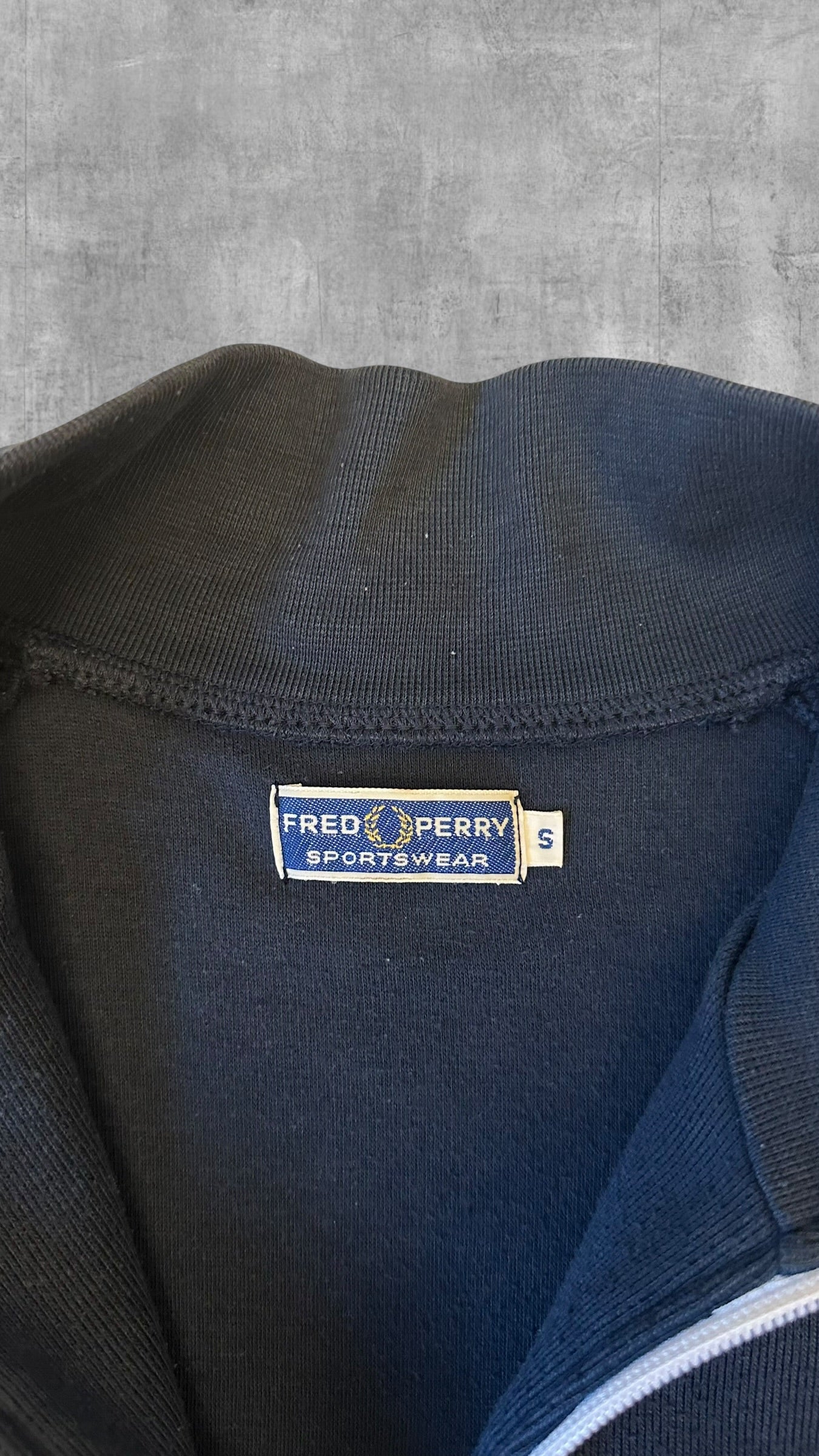 Fred Perry Trainingsjacke Taped Zip Jacke Navy Blau Weiß Vintage S