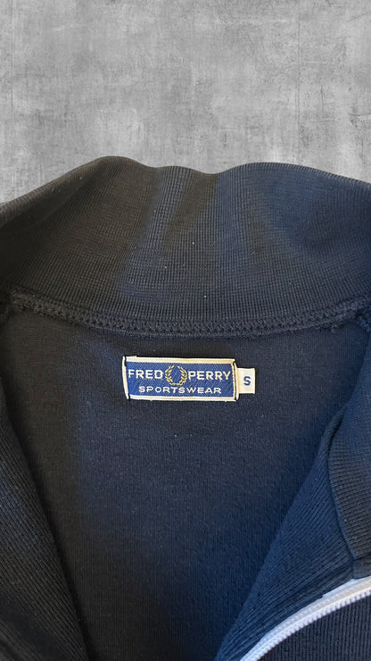 Fred Perry Trainingsjacke Taped Zip Jacke Navy Blau Weiß Vintage S