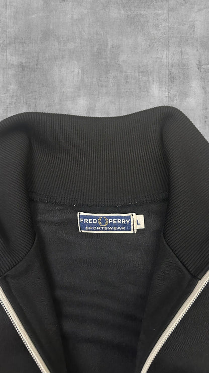 Fred Perry Vintage Trainingsjacke Taped Schwarz Weiß L