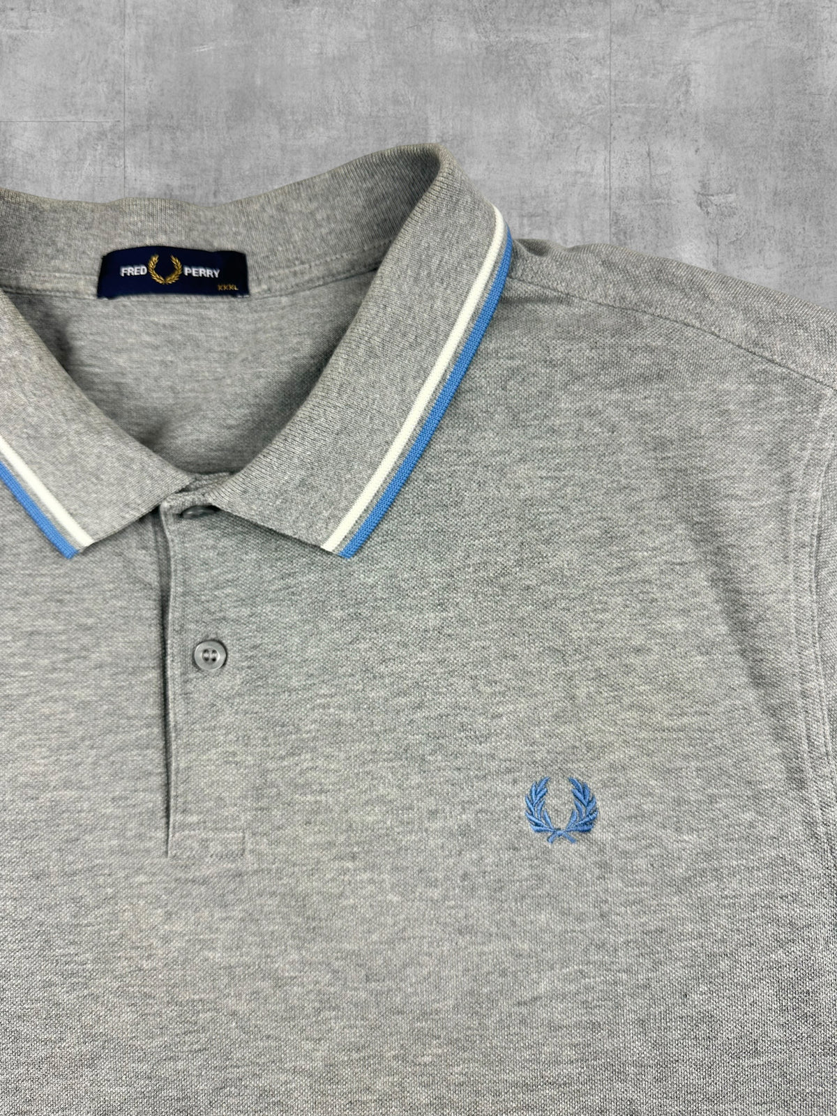 Fred Perry Polo Shirt Hellgrau Türkis Weiß 3XL
