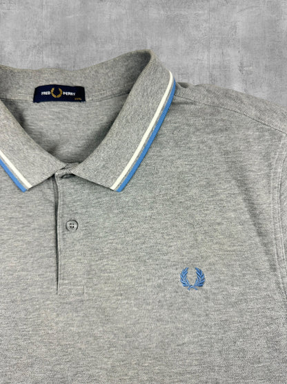 Fred Perry Polo Shirt Hellgrau Türkis Weiß 3XL